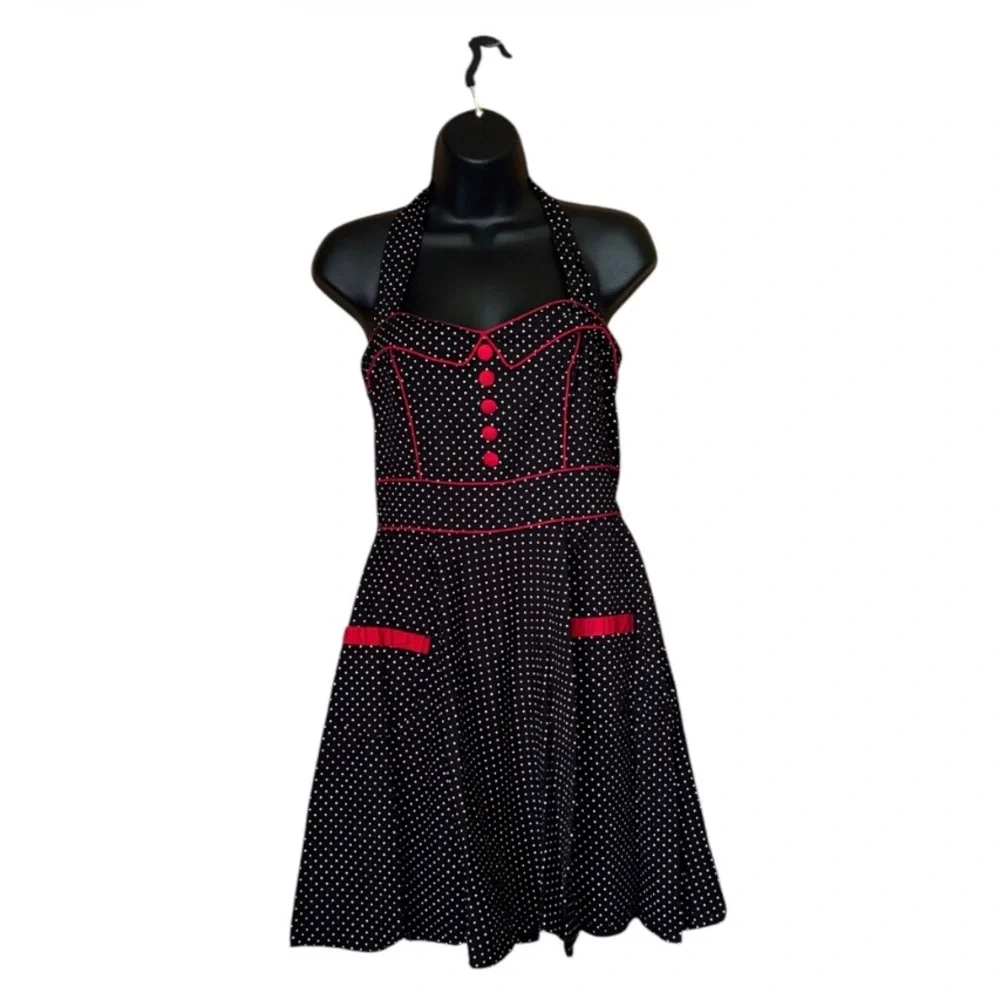 Hell Bunny Polka Dot Halter Swing Dress